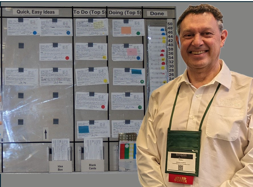 Suggestion system board—employee ideas driving continuous improvement.